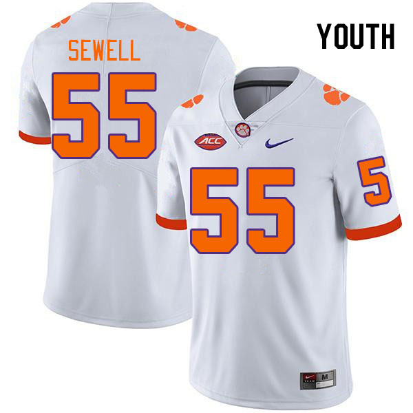 Youth #55 Harris Sewell Clemson Tigers College Football Jerseys Stitched-White